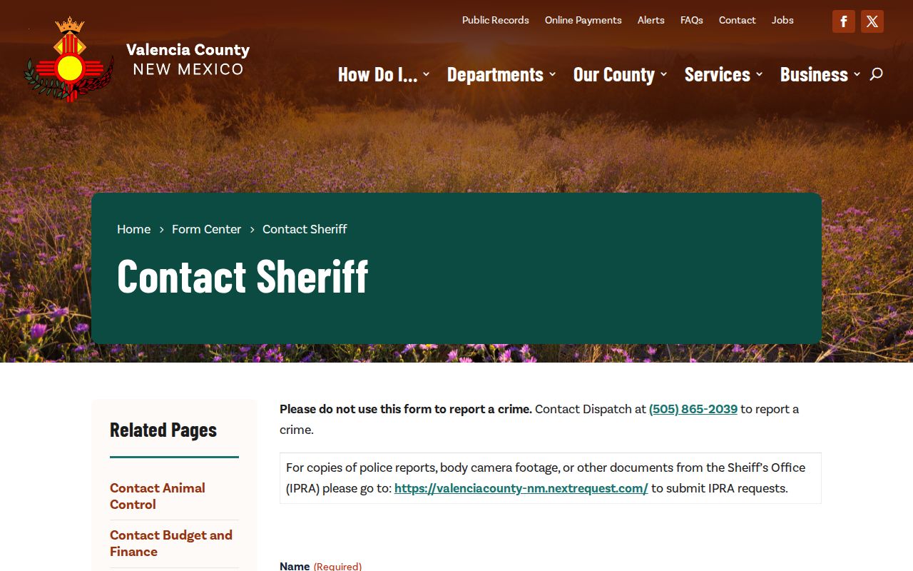Valencia County active warrants sheriff contact route